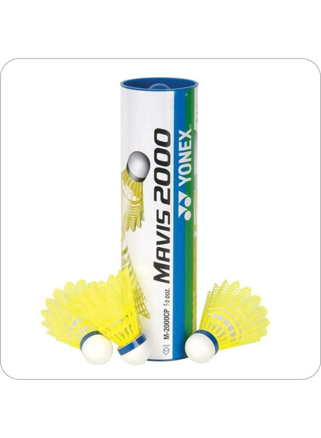 يونيكس مجموعة يونيكس مافيس 2000 من كرات الريشة المصنوعة من النايلون (6 كرات) - كرات ريشة اصطناعية ممتازة للريشة الطائرة، تتميز بمسار طيران احترافي، ومتانة عالية، وسرعة ثابتة للعب التنافسي - Image 1